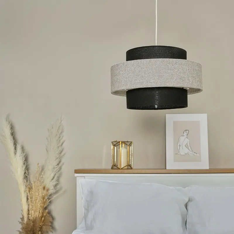 ValueLights Weaver Pair of Grey Ceiling Pendant Shade - Grey