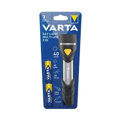 Varta Day Light Multi LED F20 Torch 62 Hours Run Time Black/Grey