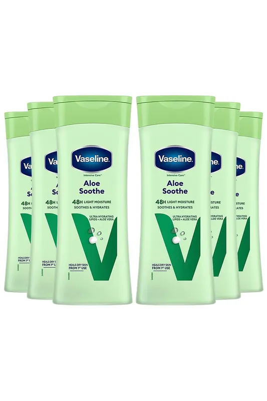 Vaseline Women's 6x Intensive Care 'Body Lotion', Aloe Soothe, 400ml in White White