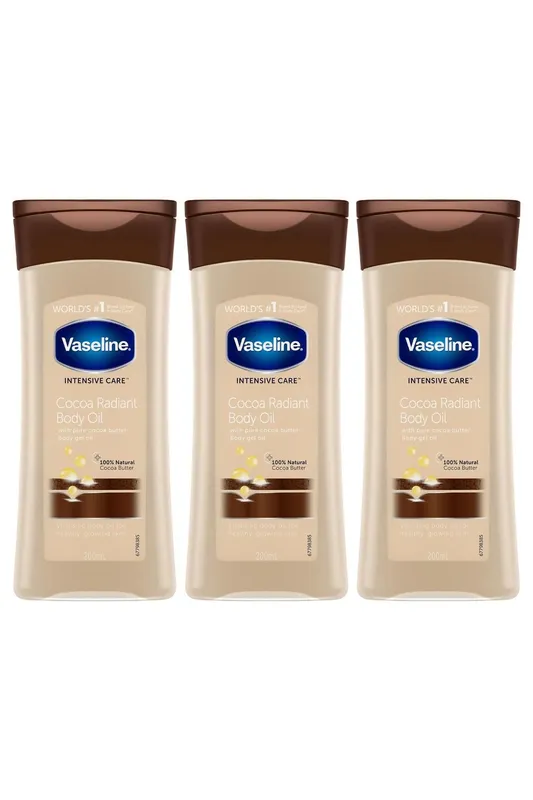Vaseline Women's 'Body Gel Oil' Intensive Care Cocoa Radiant 200ml, 3pk in White White