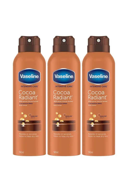 Vaseline Women's 'Body Lotion' Intensive Care Cocoa Radiant 190ml, 3 Pack in White White