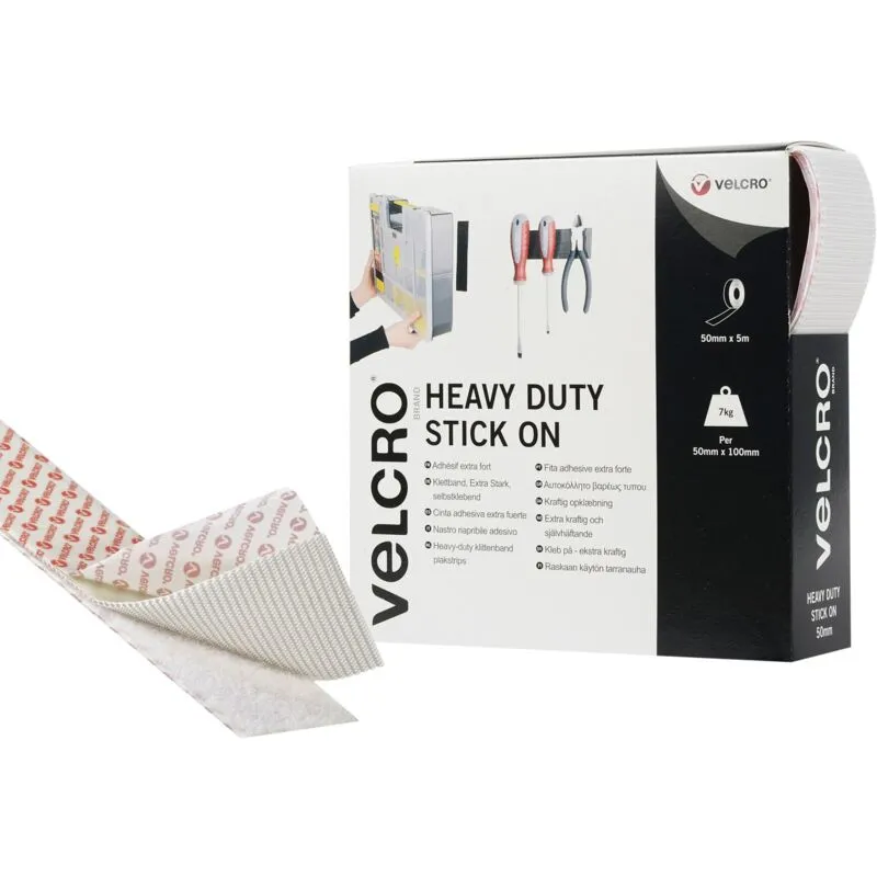 Brand Heavy-Duty Stick On Tape 50mm x 5m White VEL60244 - Velcro