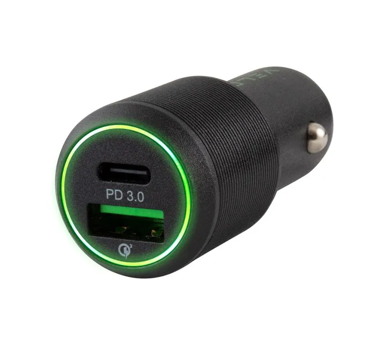 Veld VC48DG Super Fast 48 W 2-Port USB Car Charger, Green