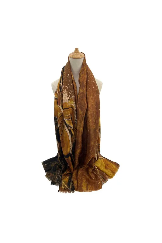 Vellin Women's Marble Print Lightweight Fashion Scarf in Brown Brown One Size