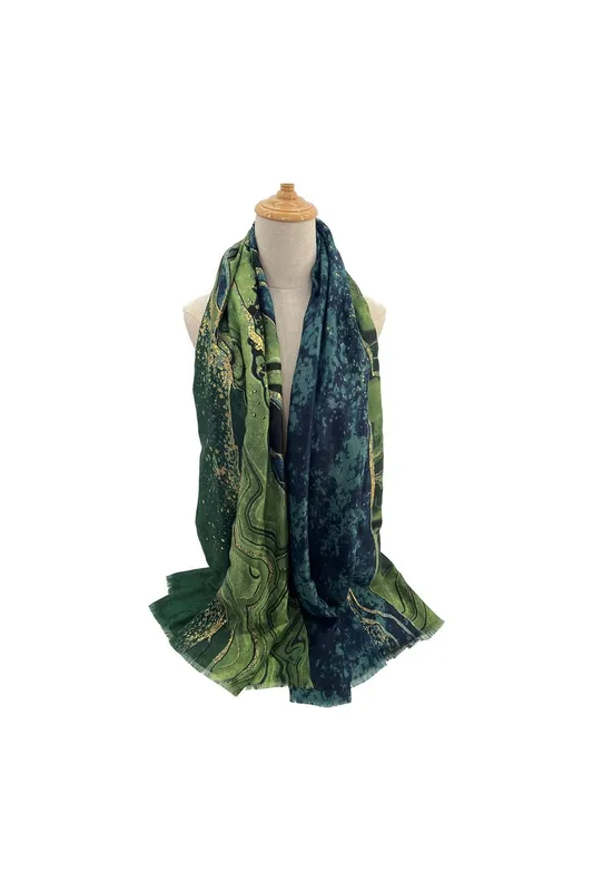 Vellin Women's Marble Print Lightweight Fashion Scarf in Green - Green