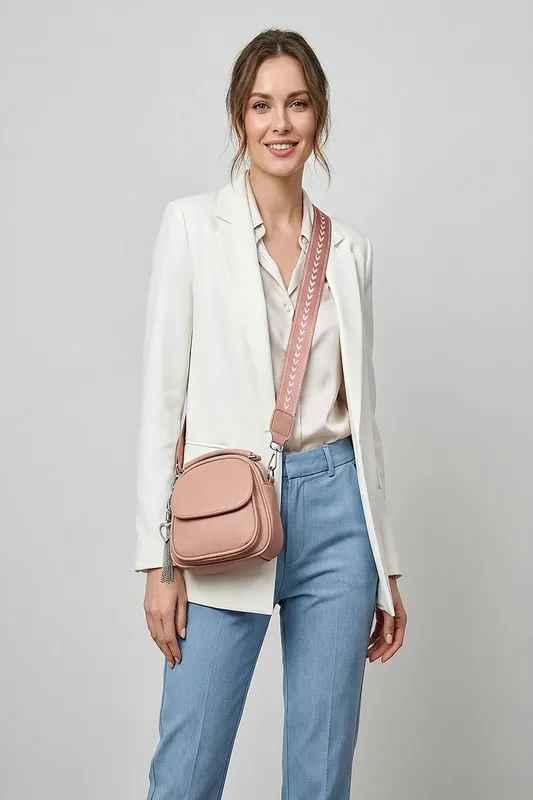Vellin Women's Mini Crossbody Bag w/ Textured Finish & Adjustable Strap in Pink Pink One Size female