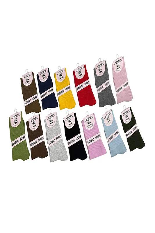 Vellin Women's Plain Bamboo Socks – Solid Colours in Navy - Navy