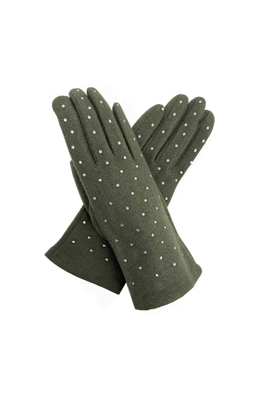 Vellin Women's Rhinestone-Detail Soft Touch Touchscreen Glove in Green - Green