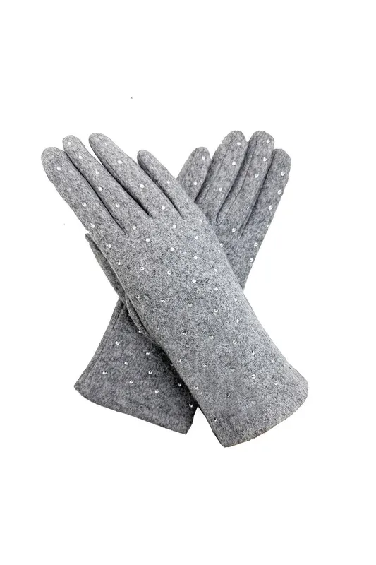 Vellin Women's Rhinestone-Detail Soft Touch Touchscreen Glove in Grey - Grey