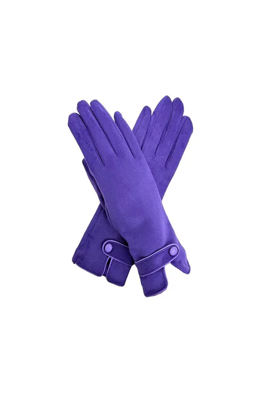 Vellin Women's Soft-Touch Button-Detail Gloves in Purple - Purple