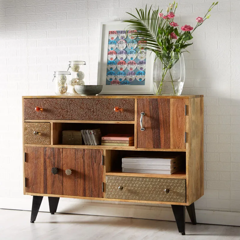 Indian Hub Sorio Sideboard Large 1 - Wood - L40 x W120 x H80 cm in Brown Brown