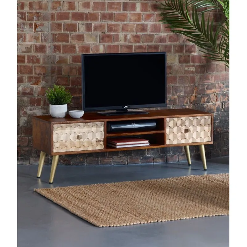 Verty Furniture - cnc Retro Large Plasma tv Unit - Two-Tone