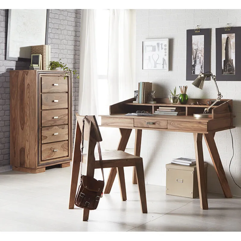 Indian Hub Jodhpur Sheesham Study Desk - Wood - L60 x W117 x H78 cm in Brown Brown