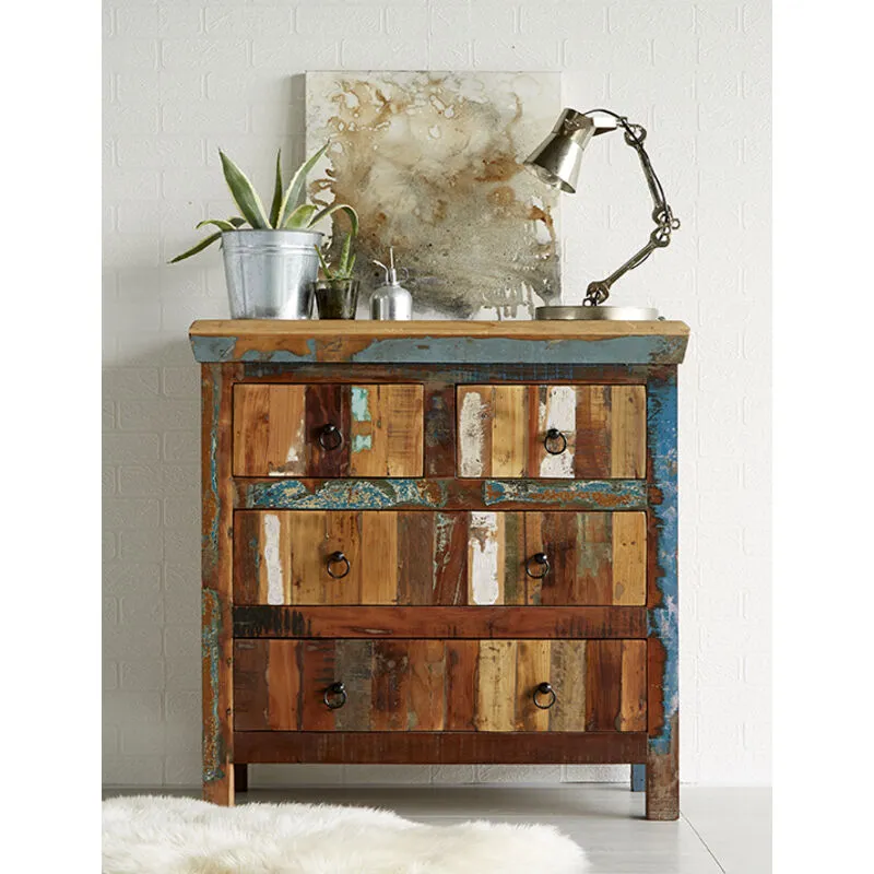 Verty Furniture Reclaimed Boat 4 Drawer Chest - Multicolour