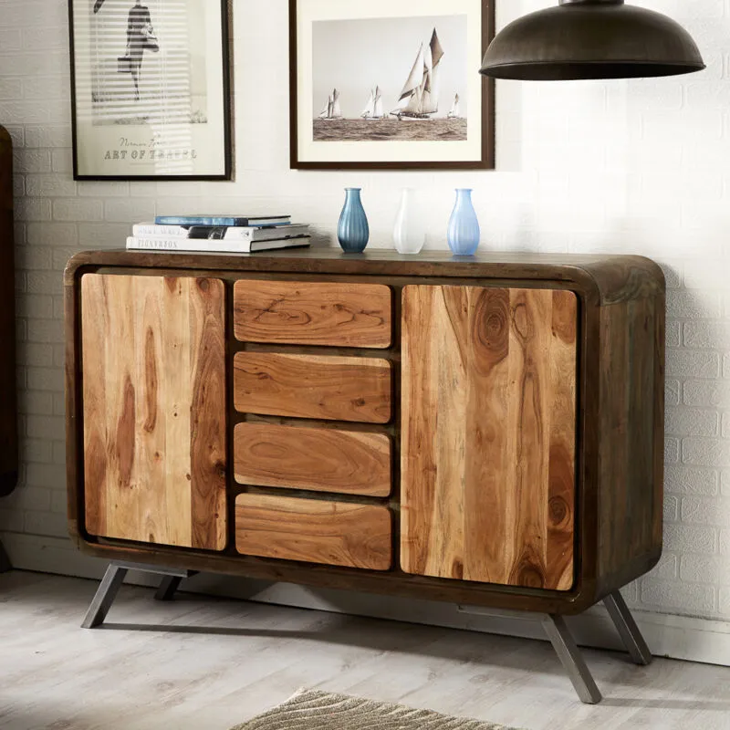 Verty Furniture Retro Metal & Wood Sideboard - Two-Tone