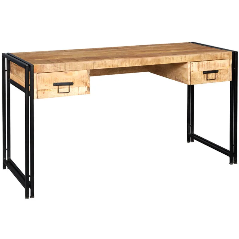 Verty Furniture - Upcycled Industrial Vintage Mintis Computer Table - Light Wood
