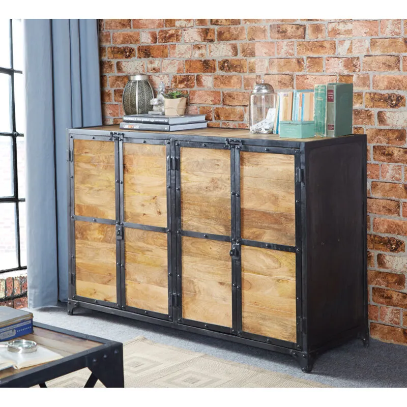 Indian Hub Ascot Large Sideboard - Wood - L45 x W140 x H90 cm in Brown Brown