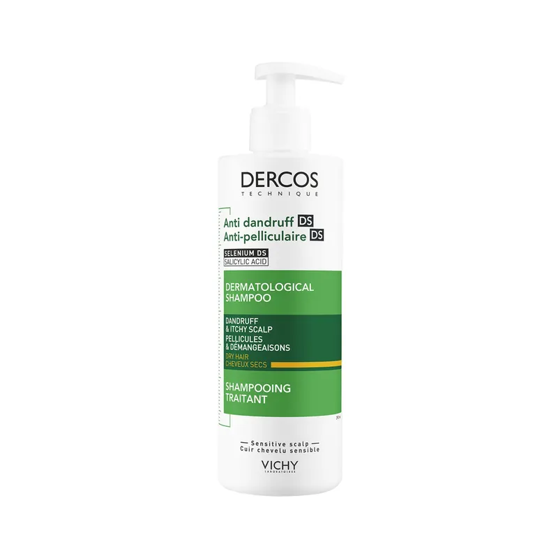 Vichy Dercos Anti-Dandruff Shampoo For Dry Hair 390ml - Cleanses & Exfoliates Scalp - 390ml - Face The Future