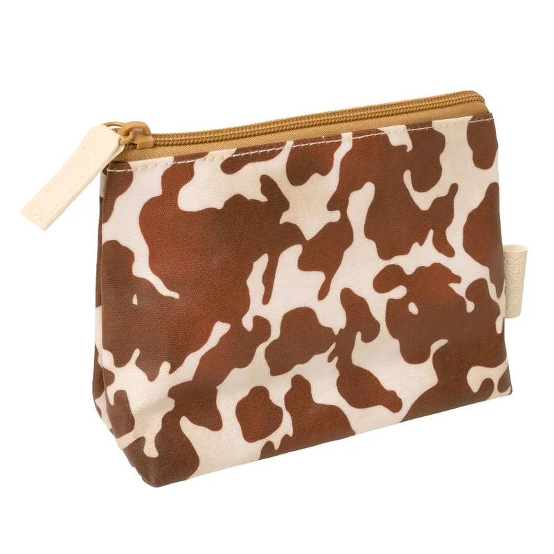 Victoria Green Mia Small Makeup Bag - Cow Print in Beige - Beige