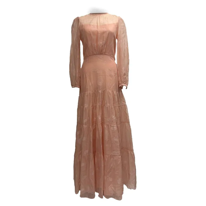 Vilshenko Women's Preloved Long Gown in Peach Silk - Peach
