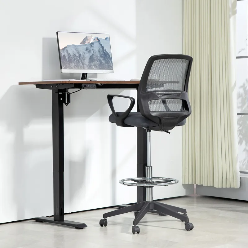 Vinsetto - Draughtsman Chair Tall Office Chair with Adjustable Height Grey