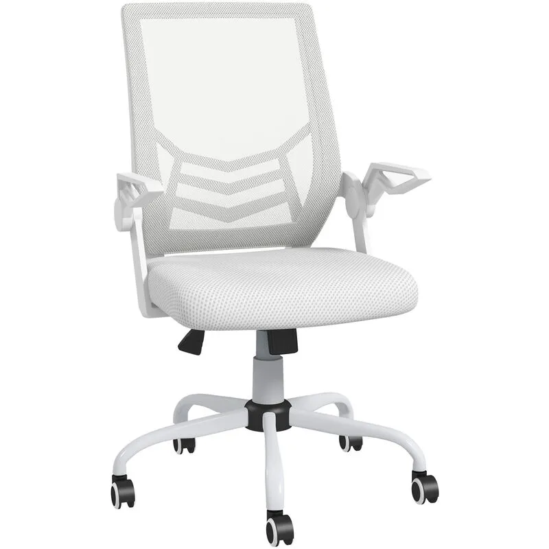 Vinsetto Mesh Swivel Office Chair Task Computer Chair w/ Lumbar Support in White White