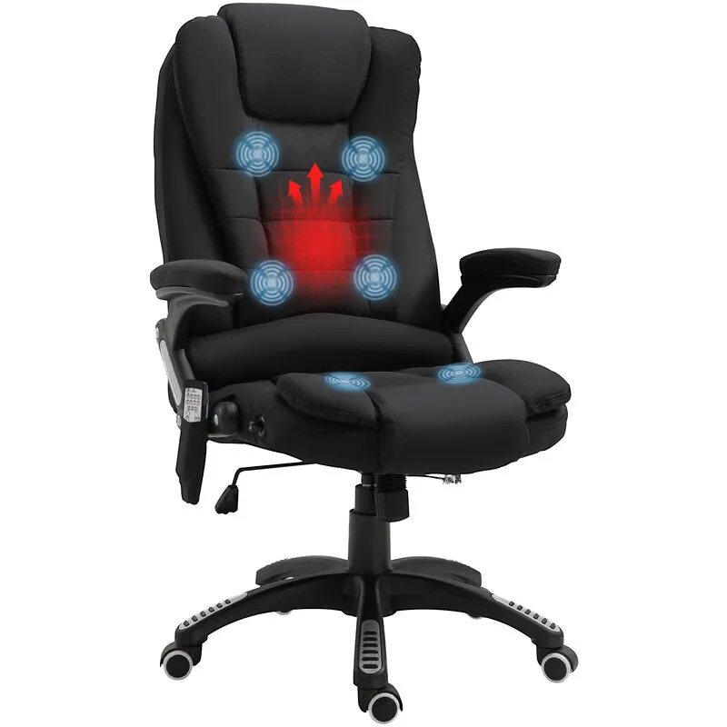 Vinsetto - Office Chair w/ Heating Massage Points Relaxing Reclining Black