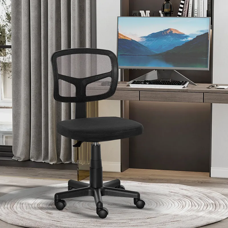 Vinsetto - Small Office Chair without Arms, Ergonomic Swivel Mesh Desk Chair