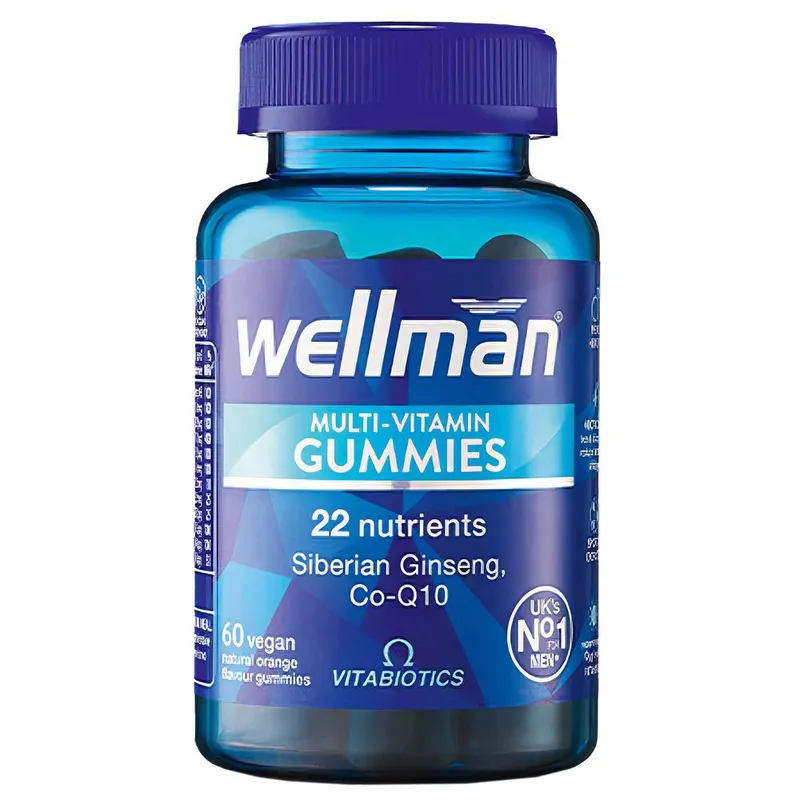 Vitabiotics Men's Wellman Multi-Vitamin Natural Orange Flavour Vegan Gummies x 60 in Blue Blue