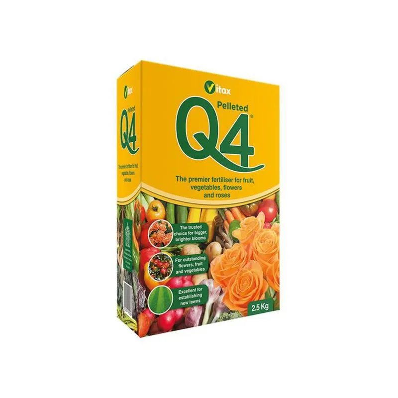 Vitax Q4 All-Purpose Pelleted Fertiliser 2.5kg - Plants, Roses, Fruit, Fl in Yellow Yellow