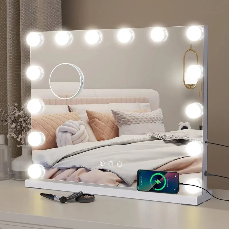 Vogrex LED Hollywood Makeup Mirror Large Vanity Light Mirror in Clear Clear