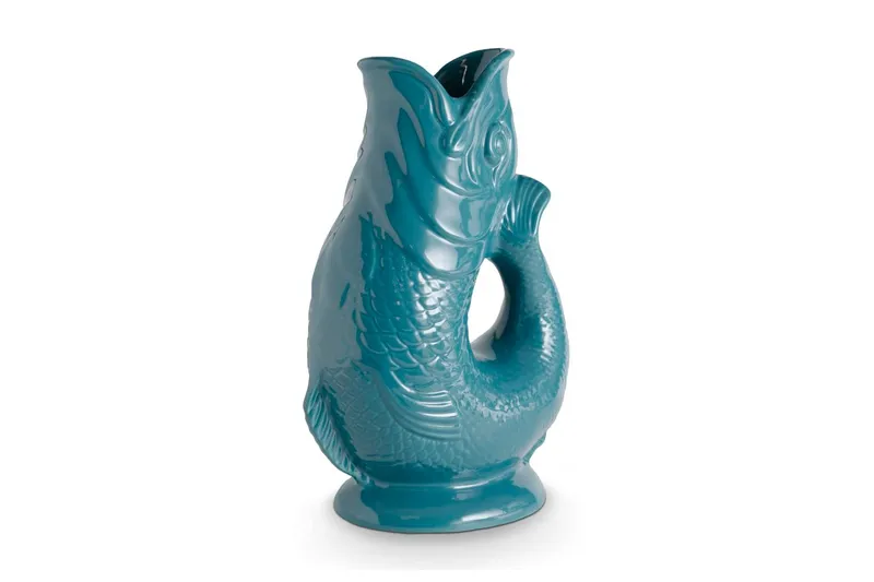 Wade Albert White Fish Jug, Earthenware, 0.6L, Agave WA967802TEA in Teal Size: A Teal
