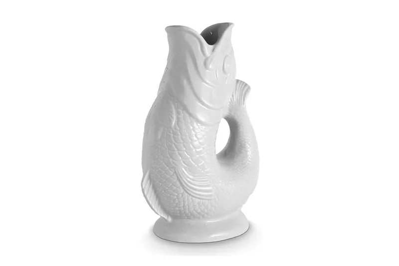 Wade Albert White Fish Jug, Earthenware, 1.2L, White WA967803WHT Size: A White