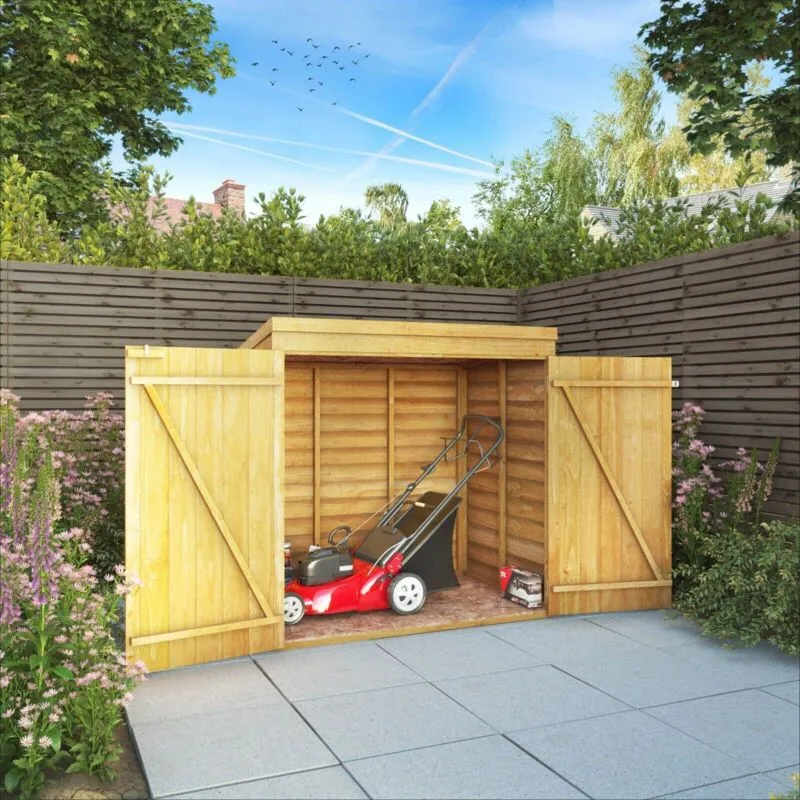 Waltons 3 x 5 Feet Overlap Pent Mower Store - Timber - L95.5 x W142.9 x H141.9 cm - Brown