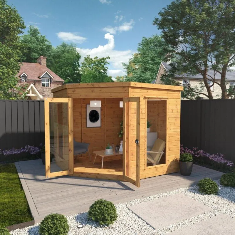 Waltons 8 x 8 Feet Premium Corner Summerhouse - Timber - L254 x W254.1 x H212.2 cm - Brown