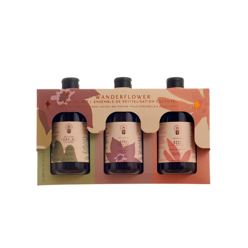 Wanderflower Revival Gift Set - Body Wash, Body Oil & Body Lotion in Pink - Pink
