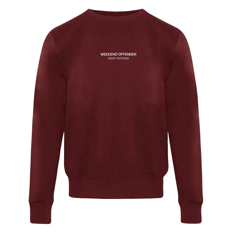 Weekend Offender Logo Mens Wine Sweater - Red Cotton - Size Medium