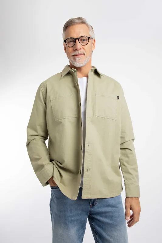 Weird Fish Bear Mens Workwear Twill Overshirt - - Size: L