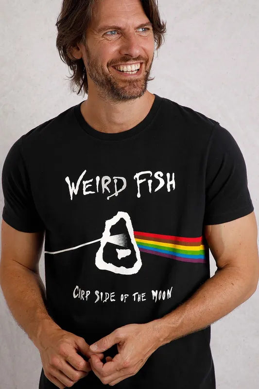 Weird Fish Men's Carp Side Front Print Artist T-Shirt in Black Size: 3XL Black