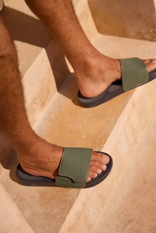 Weird Fish Men's Oliver Pool Sliders in Dark Olive Size: 10 Dark Olive 10