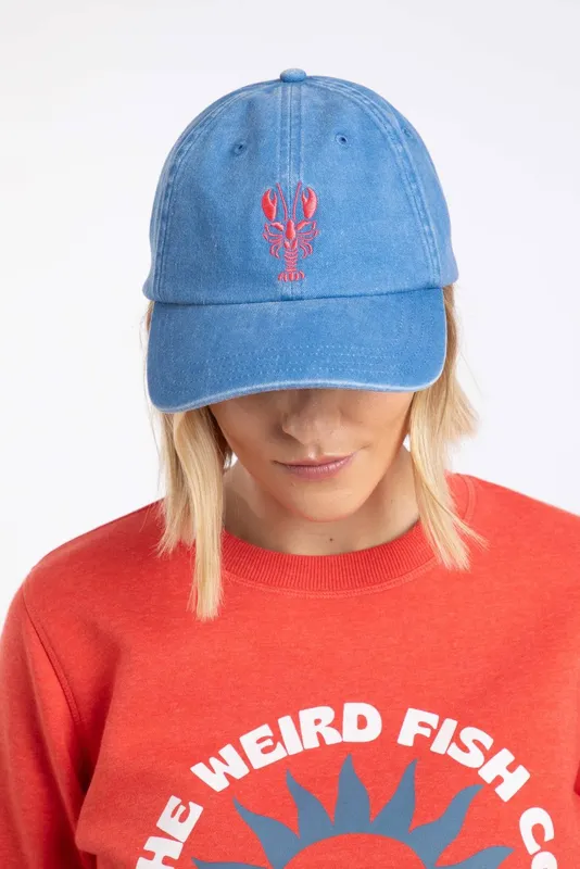 Weird Fish Women's Tabby Embroidered Twill Cap in Blue - Blue