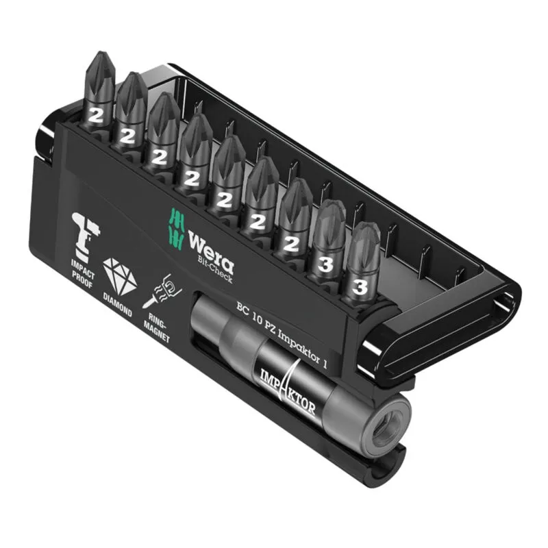 Wera 05057684001 Bit-Check 10 PZ Impaktor 1, 10 pieces