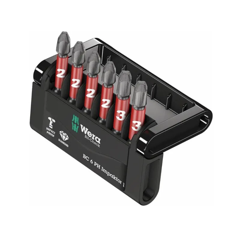 Wera 05057691001 Bit-Check 6 PH Impaktor 1, 6 pieces