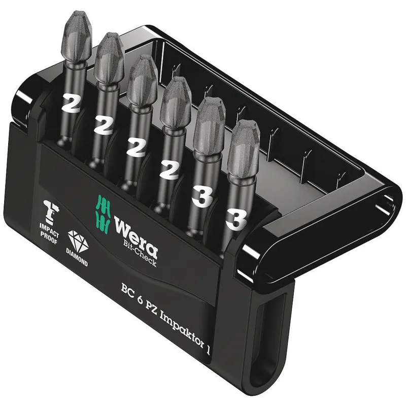 Wera 6 Piece Impaktor Mini Check Pozi Bit Set