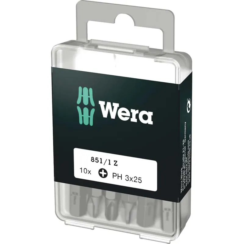 Wera 05072402001 Classic 1/4in Hexagon Drive Phillips Bit PH3, Pac...