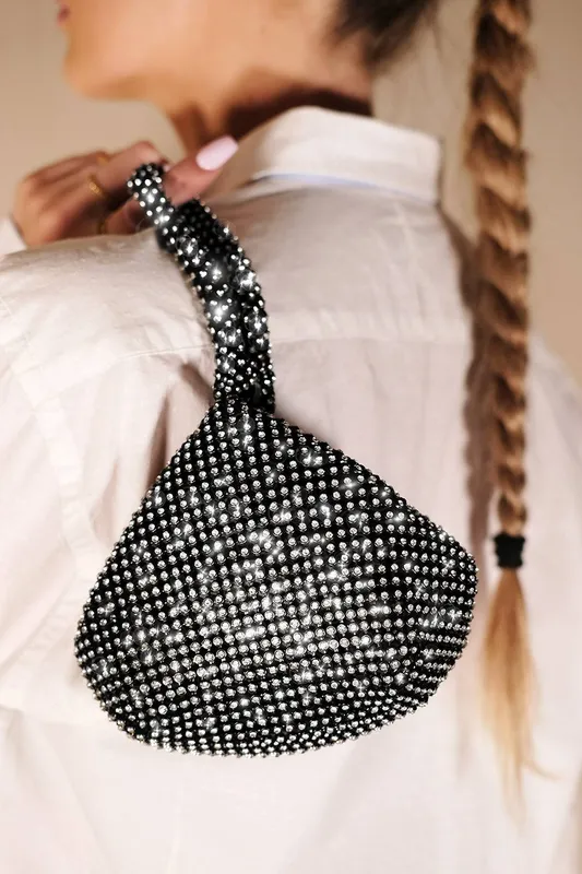 Where'S That From Womens Diamante Mini Chainmail Pouch Bag In Black - One Size