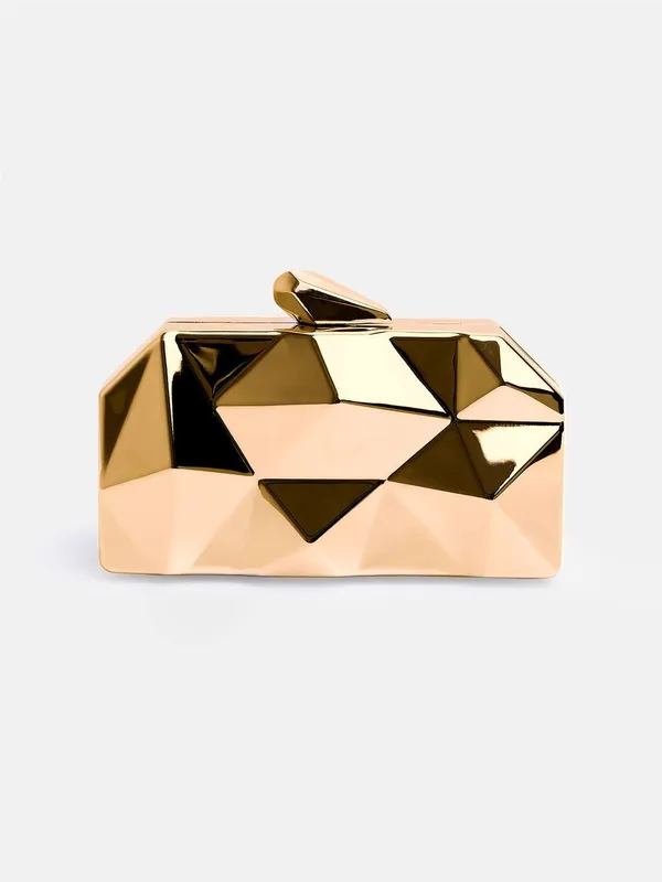 Where's That From Women's 'Melanie' Geometric Pattern Clutch Bag in Gold - Gold - Size: One Size