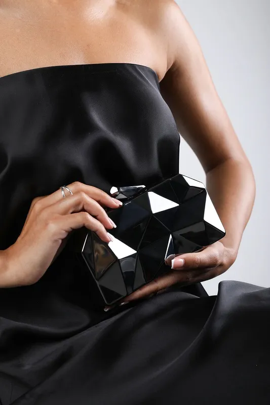 Where's That From Women's 'Rica' Geometric Clutch Bag in Black Black