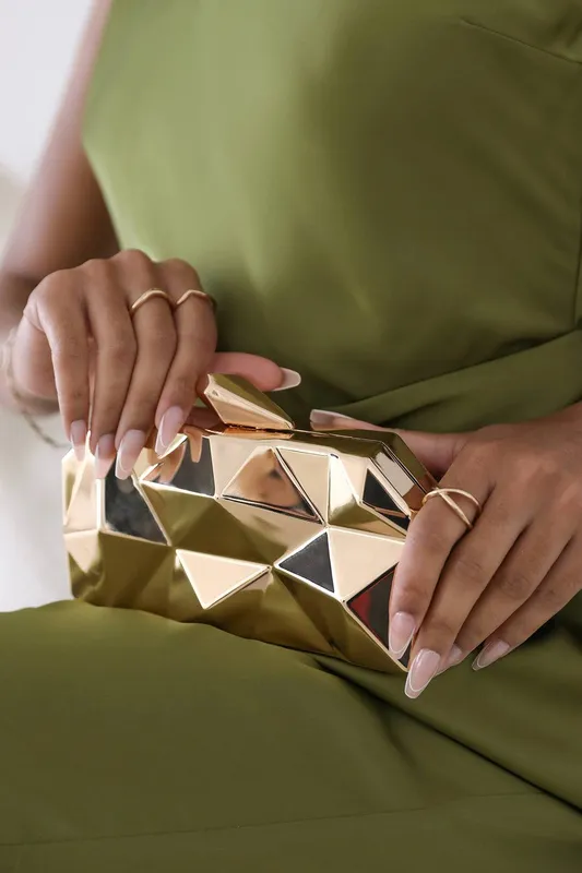 Where's That From Women's 'Rica' Geometric Clutch Bag in Gold - Gold