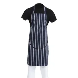 Whites Chefs Clothing Whites Butchers Stripe Bib Apron with Pocket Blue/White